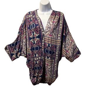 Women's Open Cardigan Size Small NWT Kimono Beach Draped India Blue/Purple